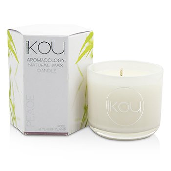 iKOU Eco-Luxury Aromacology Natural Wax Candle Glass - Peace (Rose & Ylang Ylang)