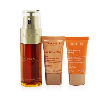 Clarins Double Serum & Extra-Firming Collection: Double Serum 50ml+ Energy Cream 15ml+ Night Cream 15ml+ Bag
