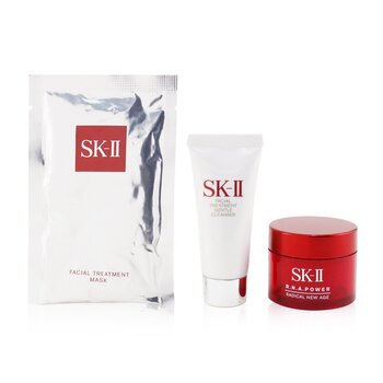 SK II 3-Pieces Travel Set: Treatment Gentle Cleanser 20g + R.N.A. Power Radical New Age Cream 15g + Face Treatment Mask 1pc