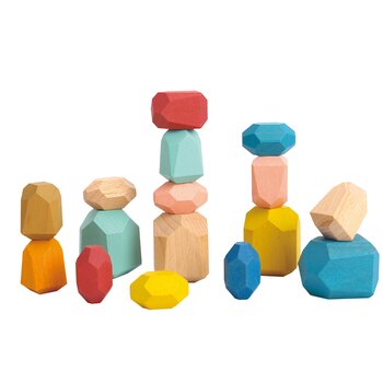 Tooky Toy Co Wooden Stacking Stones - 16 pcs